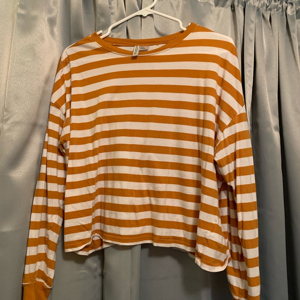 H&M Dark Gold Striped Crop Top
